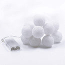 1 Set of 20 LED White 5cm Cotton Ball Battery Powered String Lights Christmas Gift Home Wedding Party Bedroom Decoration Outdoor Indoor Table Centrepiece
