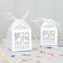 50 Piece Pack - White Dove Bird Heart Wedding Bomboniere Favor Lolly Gift Card Box