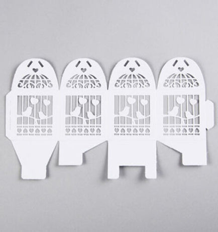 50 Piece Pack - White Dove Bird Heart Wedding Bomboniere Favor Lolly Gift Card Box