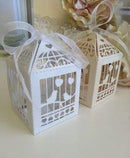 50 Piece Pack - White Dove Bird Heart Wedding Bomboniere Favor Lolly Gift Card Box