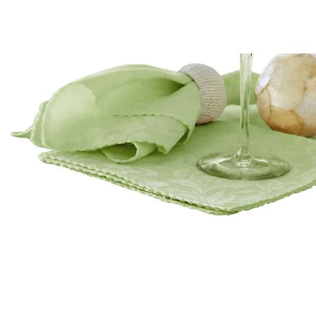 Set of 6 Damask Embossed Polyester Cotton Napkins Seacrest 40 x 40cm