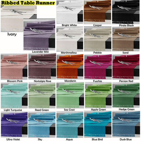 Hoydu Cotton Ribbed Table Runner 45cm x 150cm - PEBBLE