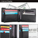 Men's Genuine Leather Bilfold Wallet RFID Blocking Card Holder Zipper Coin Purse