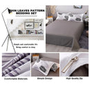 Palm Leaves Pattern Aloe Cotton Flat Sheet Quilt Cover Pillowcases 4pcs Bedding Set