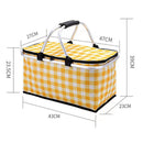 Collapsible Outdoor Camping Portable Insulated Picnic Basket Camping Picnic Ice Pack(Red Grid)