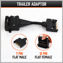 7 Pin Flat Plug to 12 Pin Flat Female Socket Adaptor Trailer Caravan Connector