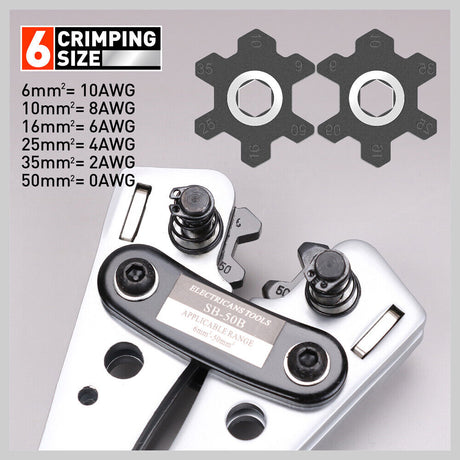 6-50 mm2 Wire Crimper Cable Crimp Electric Tube Crimping Hand Tool Battery Lug