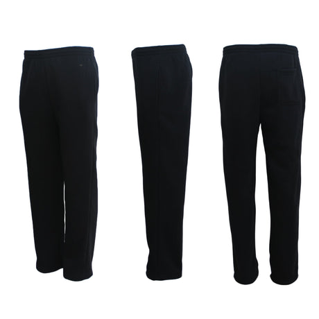 New Adult Mens Unisex Track Suit Fleece Lined Pants Sport Gym Work Casual Winter, Black, L