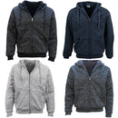 Men's Thick Zip Up Hooded Hoodie w Winter Sherpa Fur Jumper Coat Jacket Sweater, Black, L