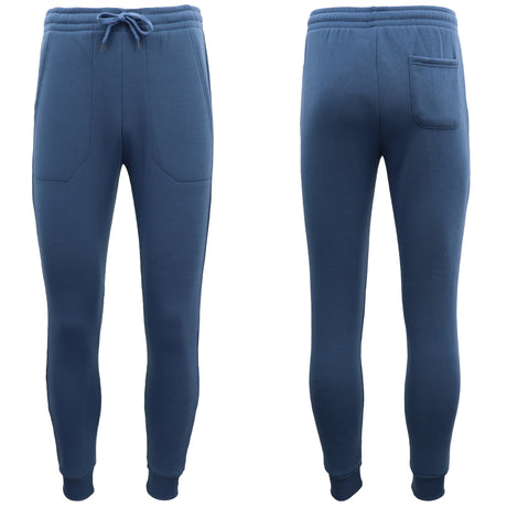 Mens Unisex Fleece Lined Sweat Track Pants Suit Casual Trackies Slim Cuff XS-6XL, Navy, M