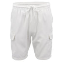 Men's Cargo Shorts 4 Pockets Cascual Work Trousers Active Pants Elastic Waist, Navy, L