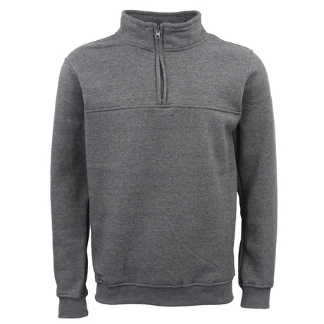 New Men's Unisex Adult Half-Zip Fleece Jumper Pullover Stand Collar Jacket Shirt, Dark Grey, 3XL