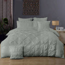Diamond Pintuck King Size Grey Duvet Doona Quilt Cover Set