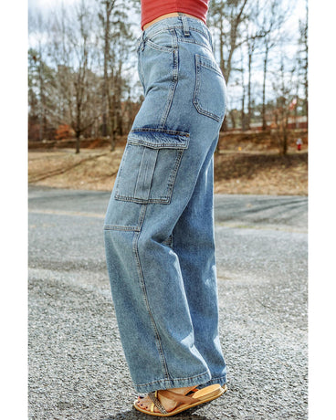 Azura Exchange Cargo-Inspired Wide Leg Jeans - 12 US