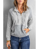 Azura Exchange Quilted Half Zipper Sweatshirt - M