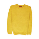 100% SHETLAND WOOL CREW Round Neck Knit JUMPER Pullover Mens Sweater Knitted - CORN