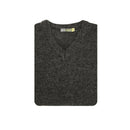 100% Shetland Wool V Neck Knit Jumper Pullover Mens Sweater Knitted - Charcoal (29) - XL