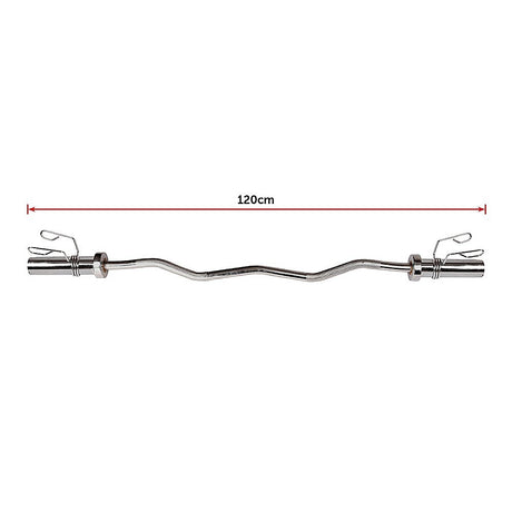 Chrome Olympic Curl Bar Barbell Heavy Duty EZ with Spring Collars