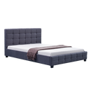 Linen Fabric Queen Deluxe Bed Frame Grey