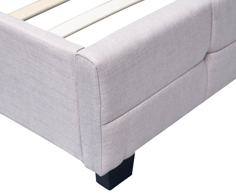 Linen Fabric King Deluxe Bed Frame Beige
