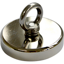 Round Neodymium Fishing Magnet with Countersunk Hole and Eyebolt, 500 LBS pull