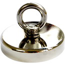 Round Neodymium Fishing Magnet with Countersunk Hole and Eyebolt, 500 LBS pull