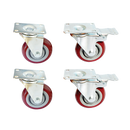 4 x 4" Heavy Duty PU Swivel Castor Wheels With Brake