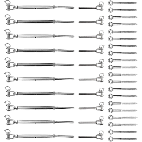 Stainless Steel Wire Rope DIY Balustrade Kit Jaw/Swage Fork Turnbuckle - 10 pack