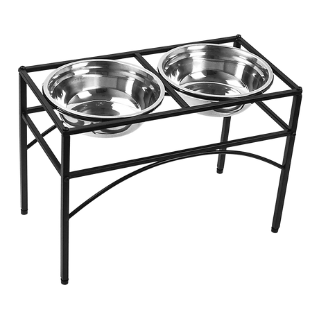 Dual Elevated Raised Pet Dog Puppy Feeder Bowl Stainless Steel Food Water Stand