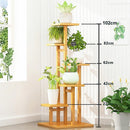 5 Tiers Vertical Bamboo Plant Stand Staged Flower Shelf Rack Outdoor Garden