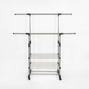 Heavy Duty Commercial Garment Rack Double Bar Rolling Collapsible Clothing Shelf