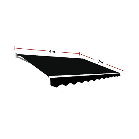 Outdoor Folding Arm Awning Retractable Sunshade Canopy Black 4.0m x 3.0m