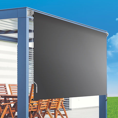 Retractable Straight Drop Roll Down Awning Garden Patio Screen 2.1X2.5M