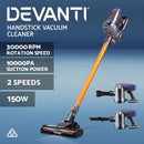 Devanti Handheld Vacuum Cleaner Cordless Stick Handstick Car Vac Bagless 2-Speed LED Headlight Gold