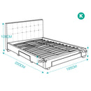 Levede Bed Frame Double King Fabric With Drawers Storage Wooden Mattress Grey