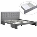 Levede Bed Frame Double King Fabric With Drawers Storage Wooden Mattress Grey