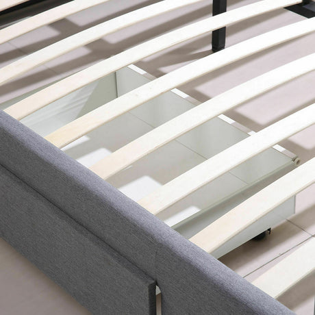 Levede Bed Frame Double King Fabric With Drawers Storage Wooden Mattress Grey