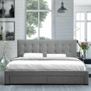 Levede Bed Frame Double King Fabric With Drawers Storage Wooden Mattress Grey