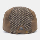 Men Newsboy Hats Knitted Splicing Curved Brim Adjustable Berets Driver Hat