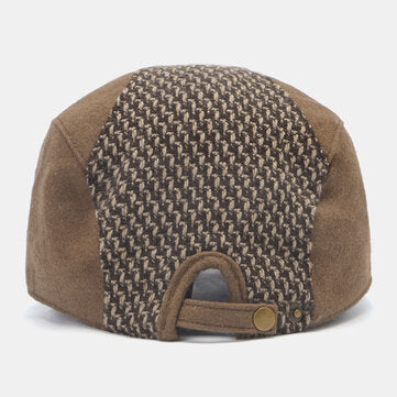 Men Newsboy Hats Knitted Splicing Curved Brim Adjustable Berets Driver Hat