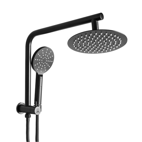 Rain Shower Head Set Black Round Brass Taps Mixer Handheld High Pressure 8