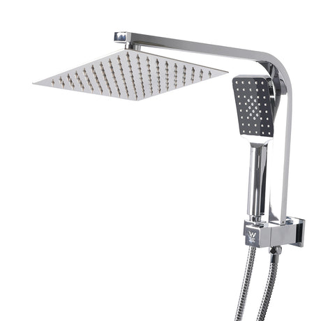 Rain Shower Head Set Silver Square Brass Taps Mixer Handheld High Pressure