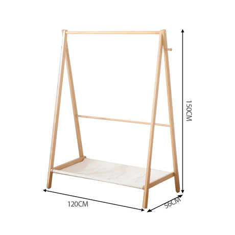 Levede Clothes Stand Garment Dyring Rack Hanger Organiser Wooden Rail Portable