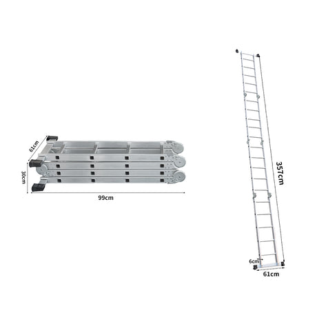 Multi Purpose Ladder 3.6M Aluminium Folding Platform Household Office Extension