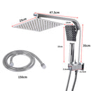 Rain Shower Head Set Silver Square Brass Taps Mixer Handheld High Pressure