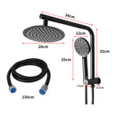 Rain Shower Head Set Black Round Brass Taps Mixer Handheld High Pressure 8"