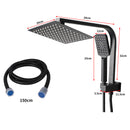Rain Shower Head Set Black Square Brass Taps Mixer Handheld High Pressure 8"