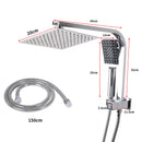 Rain Shower Head Set Silver Square Brass Taps Mixer Handheld High Pressure 8"