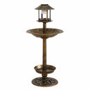 2x Ornamental  Garden Decor Bird Bath Feeding Station Food Feeder Solar Light