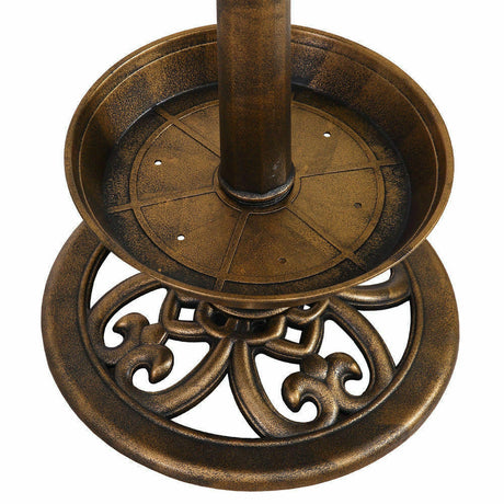 2x Ornamental  Garden Decor Bird Bath Feeding Station Food Feeder Solar Light